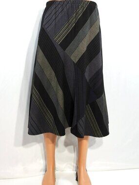 Cato 14/16W Black Purple Lined Skirt Flouncy Midi